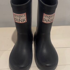 Sparkle in Pink Kids Black Rain Boots